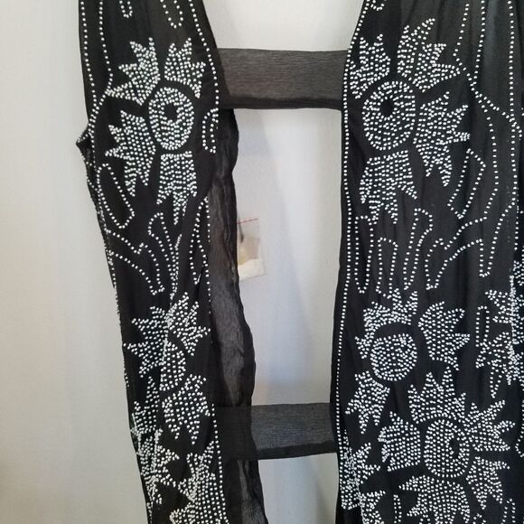 Foley + Corinna Beaded Floral Silk Cardigan Draped Open Front Vest XS - Picture 3 of 9